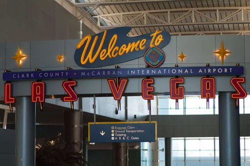 Welcome to Las Vegas sign inside Harry Reid International Airport