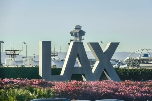 The LAX sign at Los Angeles International Airport